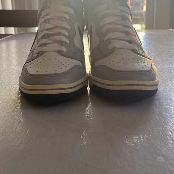 NIKE Women’s Dunk Sky High Hidden Wedge Gray White Leather Shoes # 528899-011  5 - Picture 8 of 9